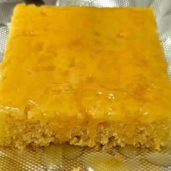 A glazed square of honey butter cornbread