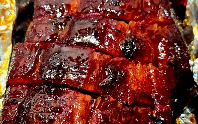 Glazed pork belly burnt ends straight off the smoker